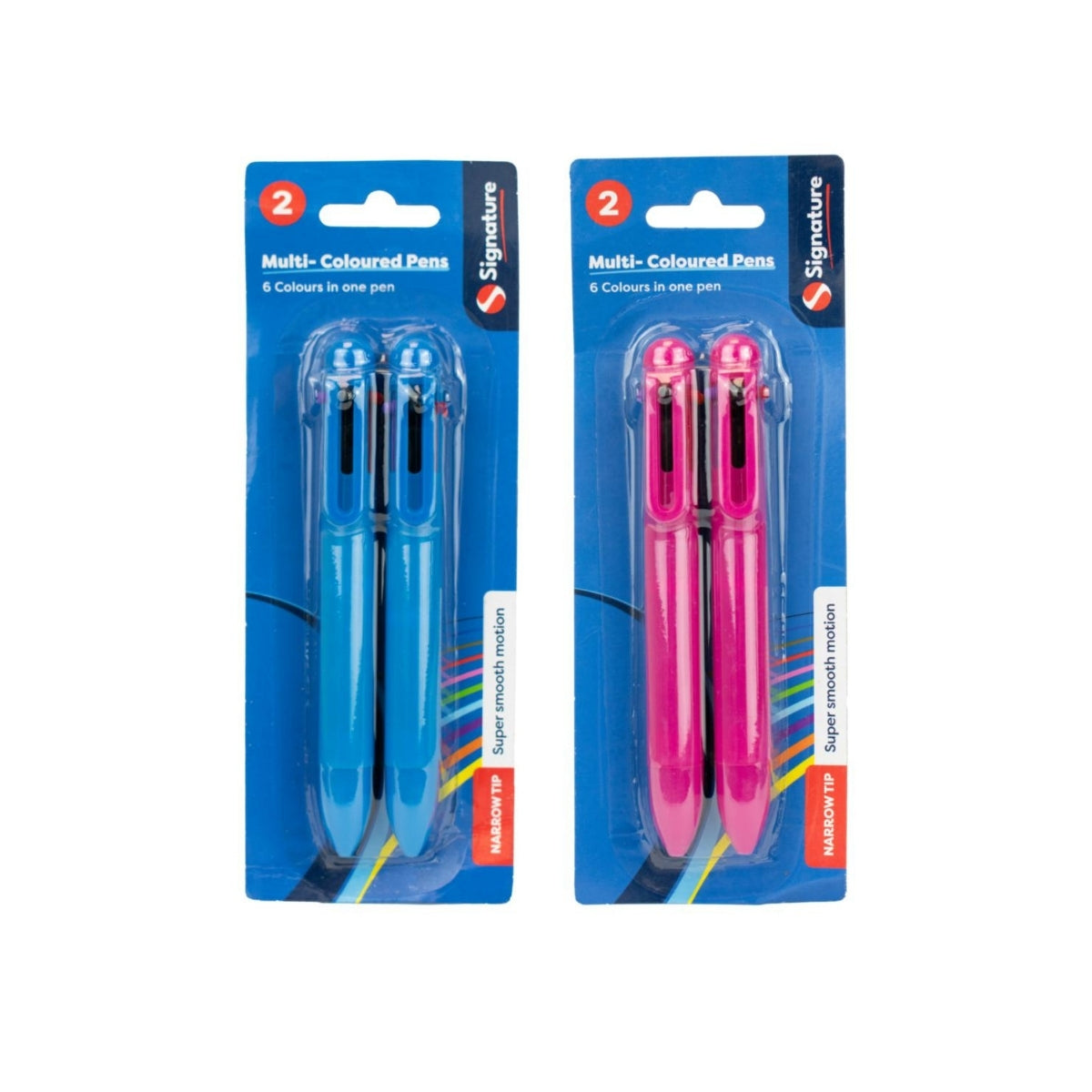 6 in 1 Multi coloured Pen 2pk