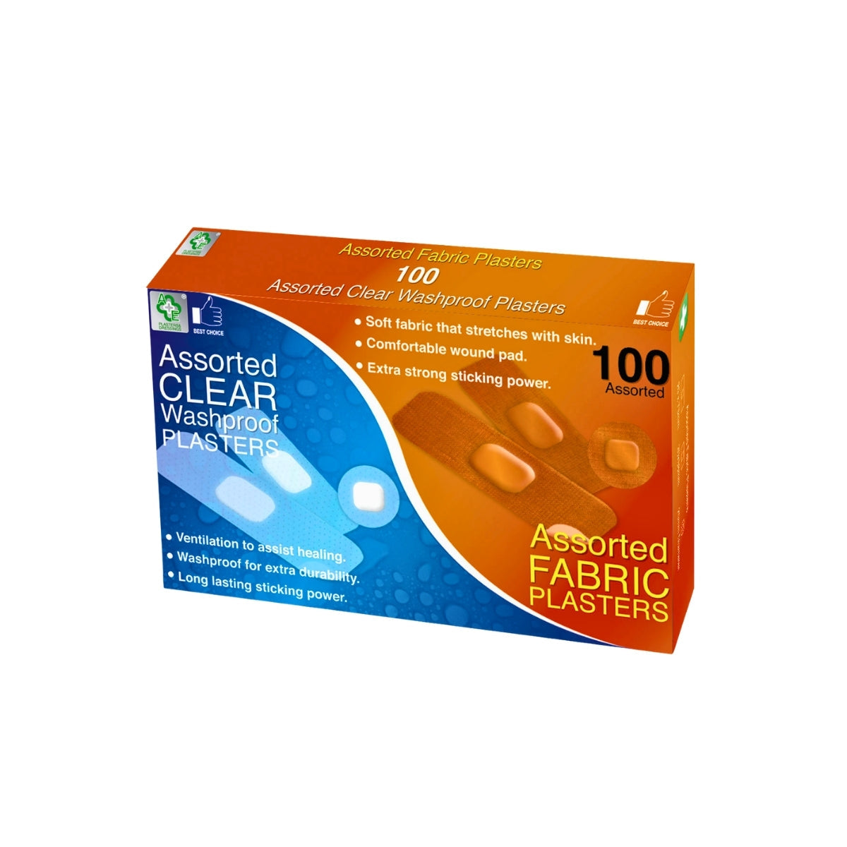 A&E Clear Washproof & Fabric Plasters | 100 Pack