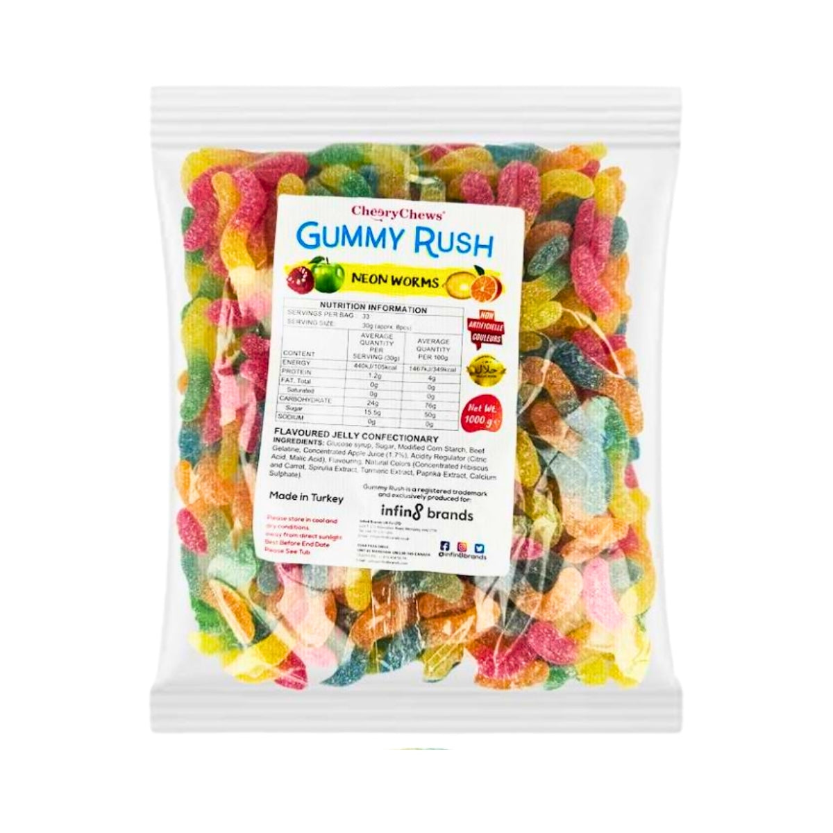 Gummy Rush Neon worms | 1kg