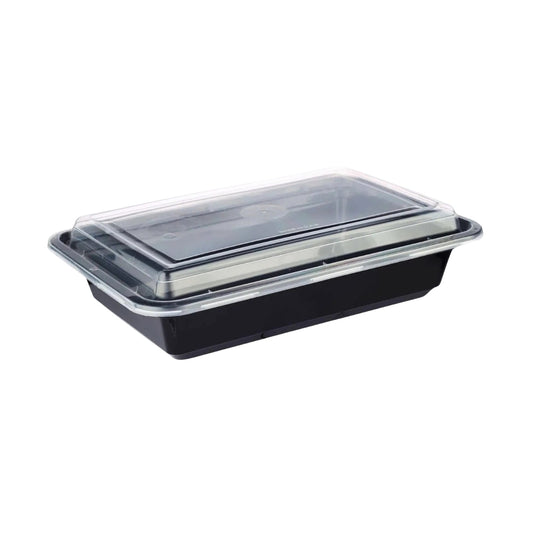 16oz Black Base Rectangle Plastic Container | 150 Pieces