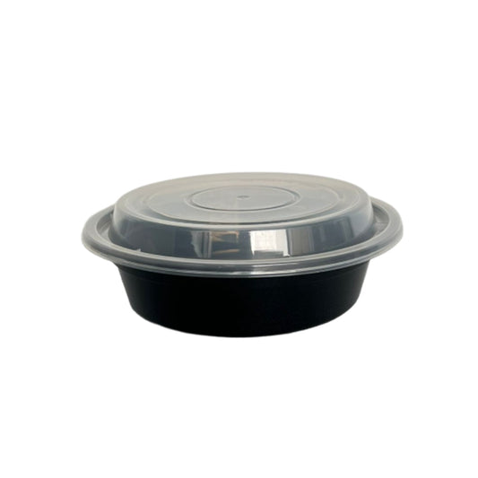 16oz Black Base Round Plastic Container | 150 Pieces