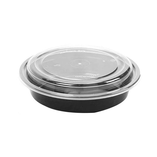 24oz Black Base Round Plastic Container | 150 Pieces