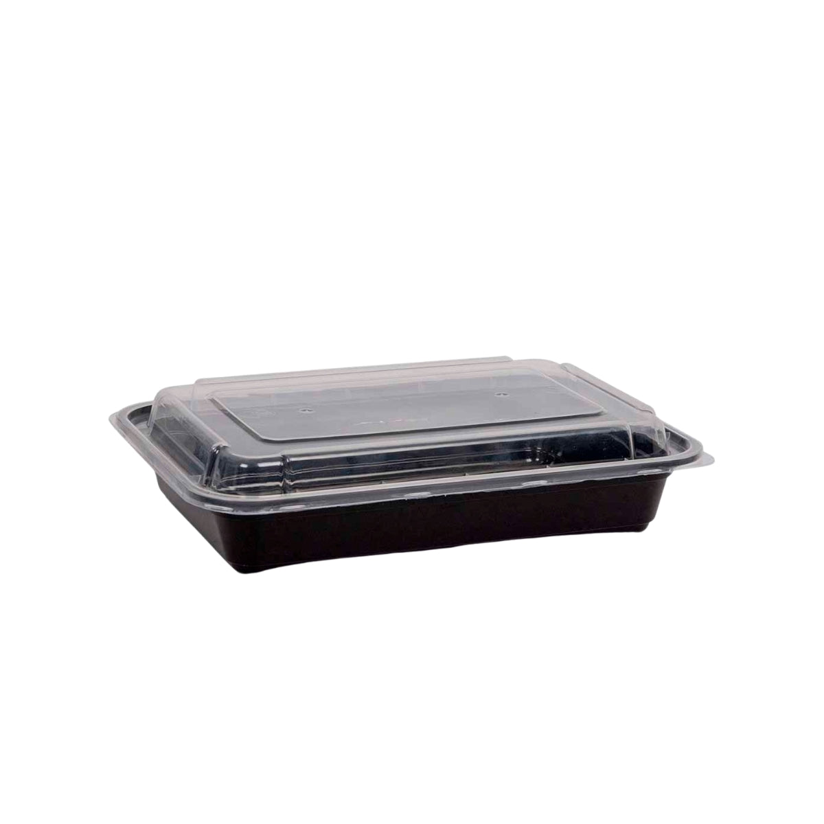 32oz Black Base Rectangle 2 comparment Plastic Container | 50 Pieces
