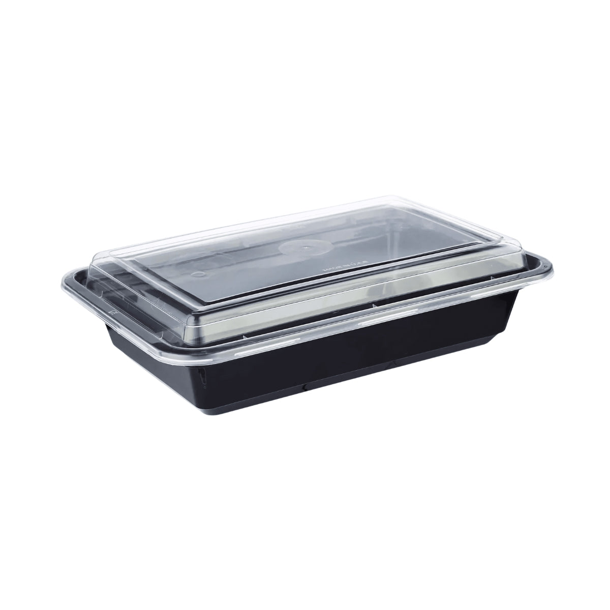 32oz Black Base Rectangular Plastic Container | 50 Pieces