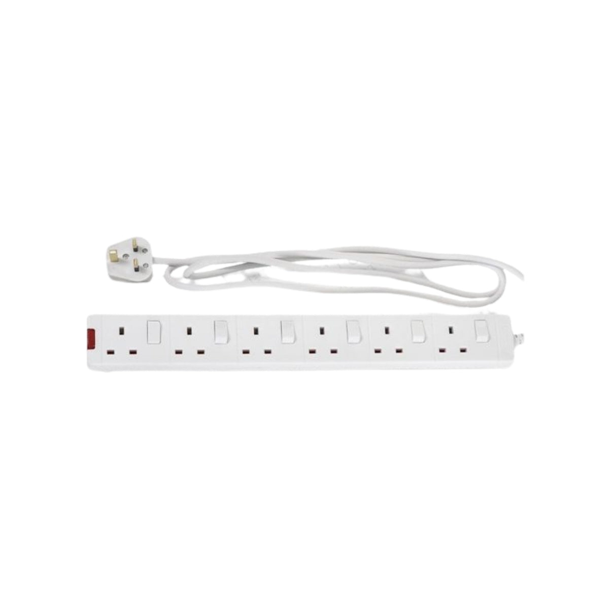 6 Gang 13A Switched Mains Extension Lead 2m