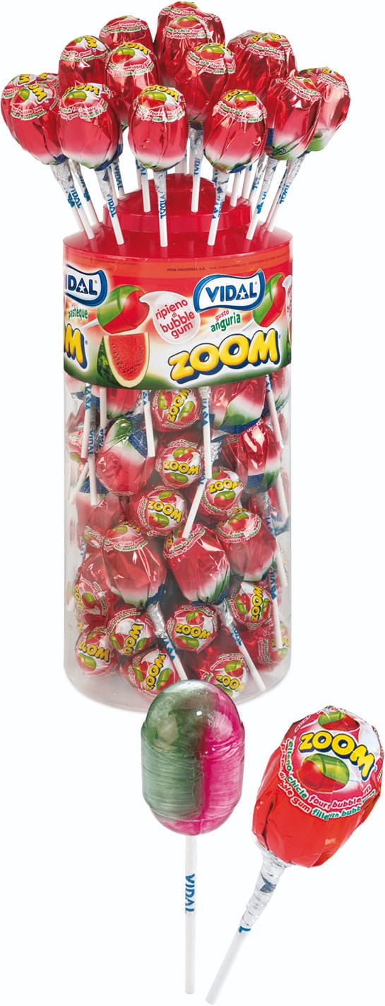 Zoom Watermelon Flavour with bubble gum Lolly | Vidal | 50 pc. | 1 box