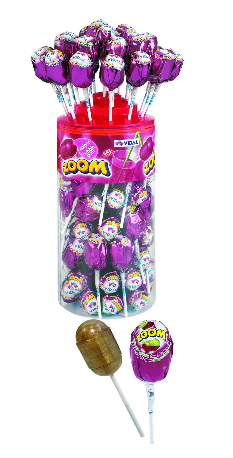 Zoom Cola Flavour with bubble gum Lolly | Vidal | 50 pc. | 6 boxes – VB ...