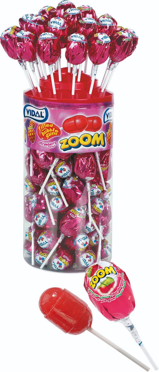 Zoom Strawberry Flavour with bubble gum Lolly | Vidal | 50 pc. | 1 box