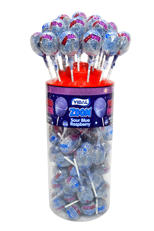 Zoom Sour Blue Raspberry Tongue Painter Lolly | Vidal | 50 pc. | 1 box