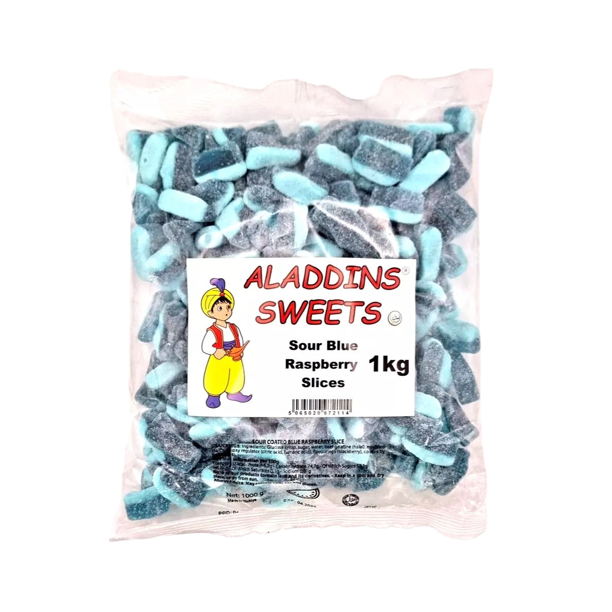 Aladdins Sour Coated Blue Raspberry Slice | 1 kg