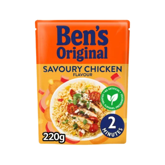 Bens Original Microwave Rice Pouch Savoury Chicken Flavour | 220gm