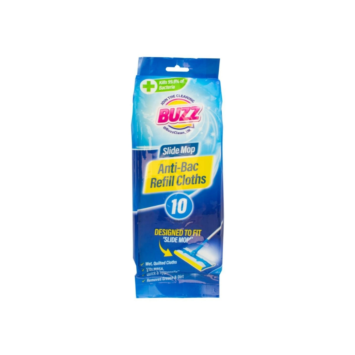 Buzz Slide Mop Antibacterial Refill Cloths 10pk