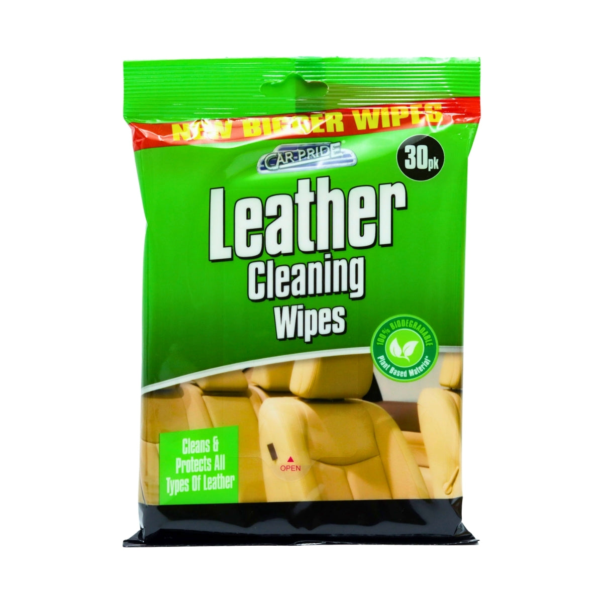 Car Pride Biodegradable Leather Cleaning Wipes | 30 Pack