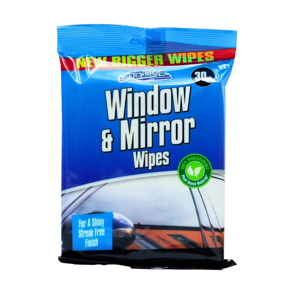 Car Pride Biodegradable Window & Mirror Wipes | 30 Pack