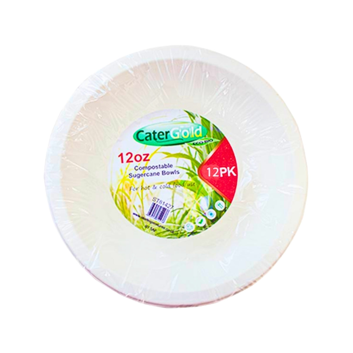 Catergold Sturdy Disposable Bagasse Paper Bowls Eco-Friendly Biodegradable Sugarcane | 12oz 12pk