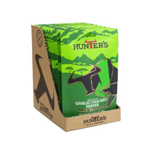 Hunter's Garlic Cracked Pepper Beef Biltong | 28g X Pack of 10