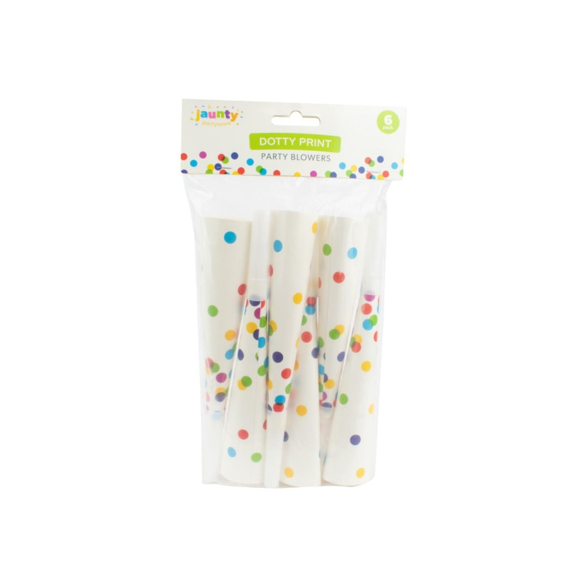 Jaunty 7.5 Inch Confetti Print Party Blowers 6pcs