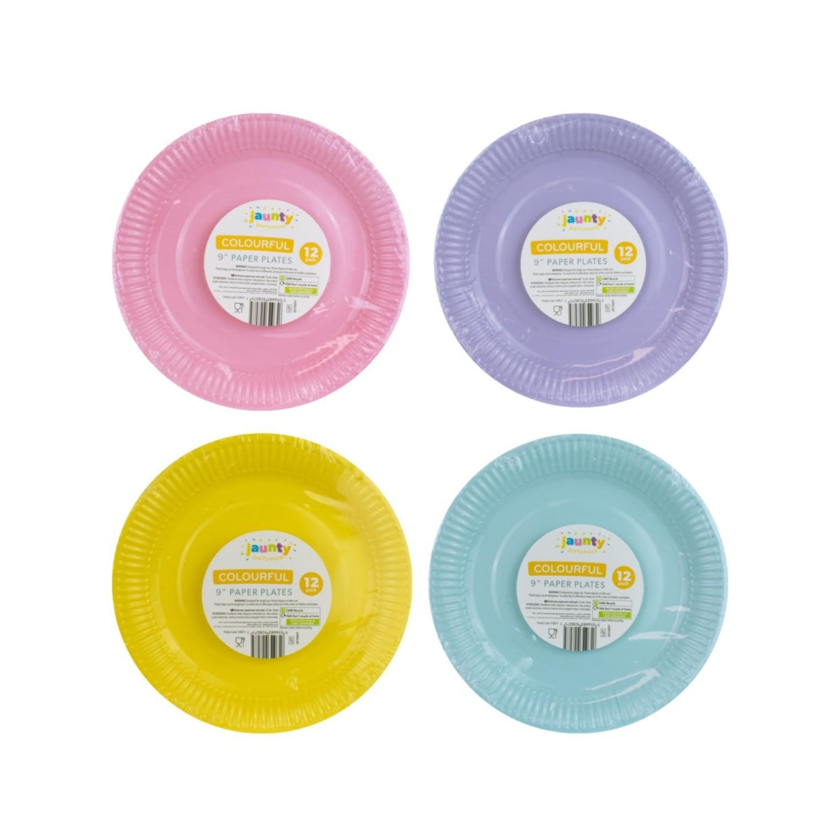 Jaunty 9" Colourful Paper Plates | 12pk