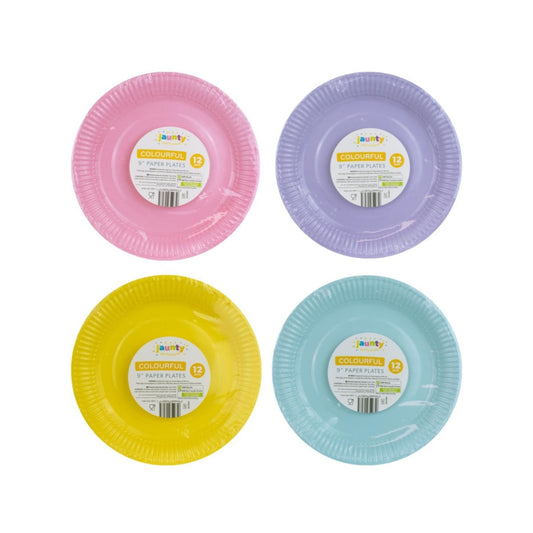 Jaunty 9" Colourful Paper Plates | 12pk