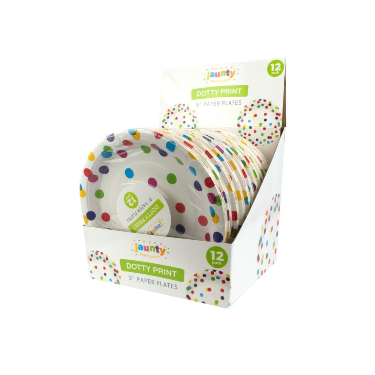 Jaunty 9 Inch Confetti Print Paper Plates | 12pcs