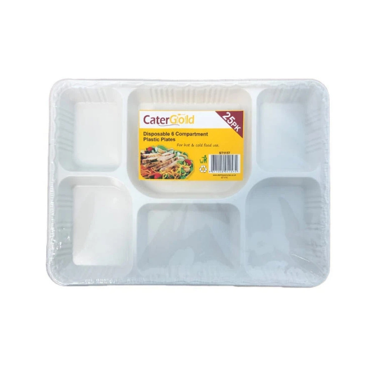 Disposable 6 Compartment Plastic Plates | 25pk